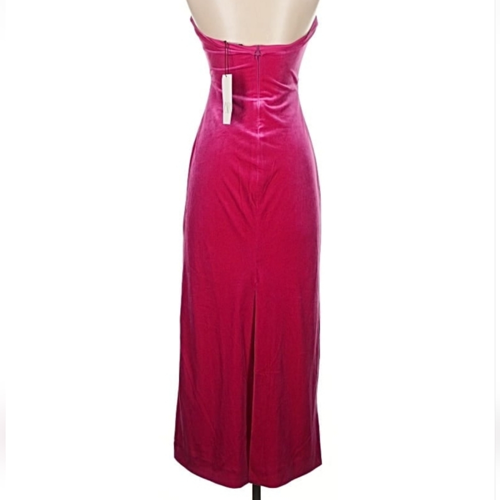 Zara * Velvet Midi Dress Pink Size XS - Picture 16 of 16